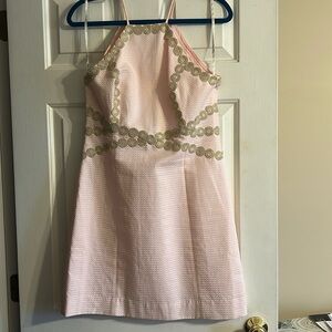 Lilly Pulitzer Pink Halter Dress with Gold Accents - worn once!